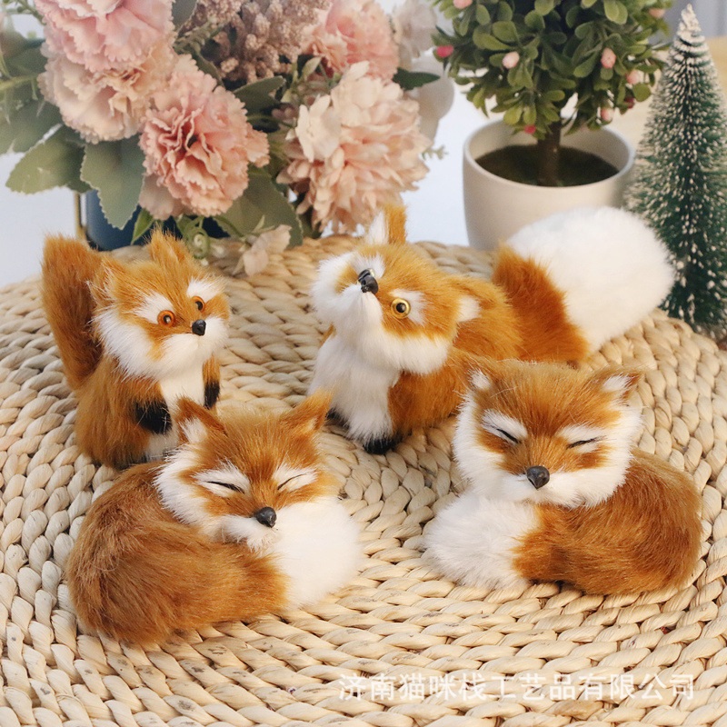 Симуляция маленькой лисы, модель животного, статичные украшения, шершавая поделка, маленький подарок для магазина, подарок на день рождения, лиса