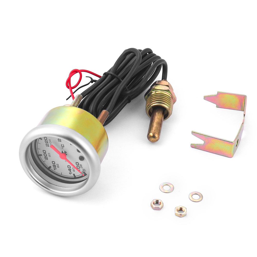 Car 2 "52Mm Mechanical Water Temperature Gauge 38-121 ℃ /100-250 ℉   Dual Display 12V Npt1/2-14