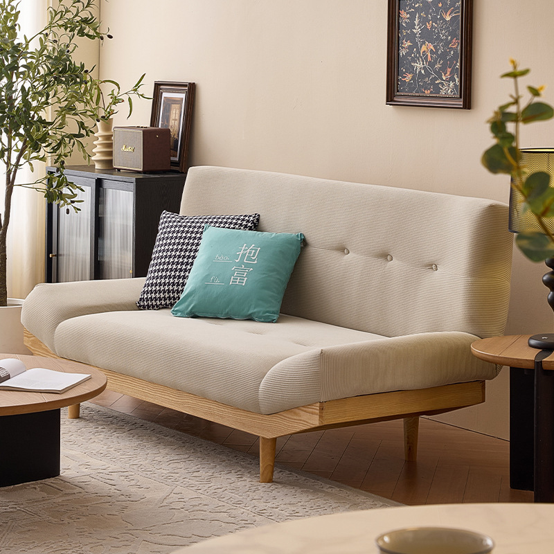Диван-кровать для маленькой квартиры Гостиная Из массива дерева Облачный тканевый диван-кровать Два в одном Одноместный Двойной и трехместный раскладной диван-кровать