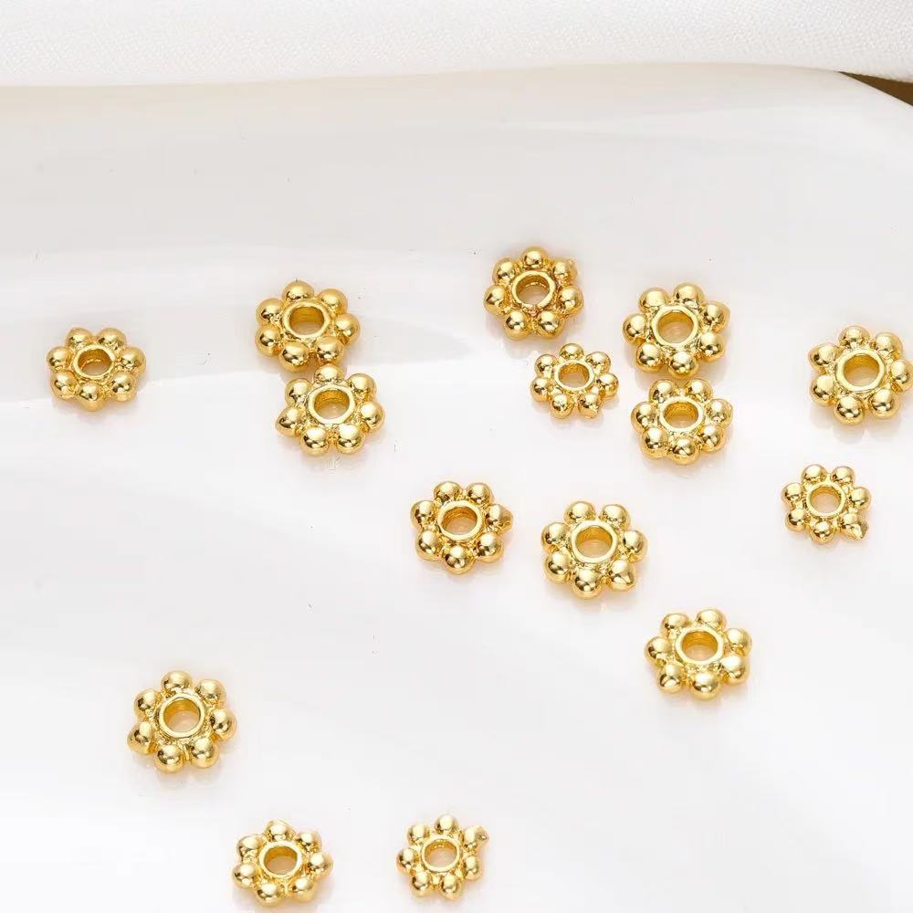 Чистые 18K золотые колесные бусины, аксессуары для DIY, оптовая продажа