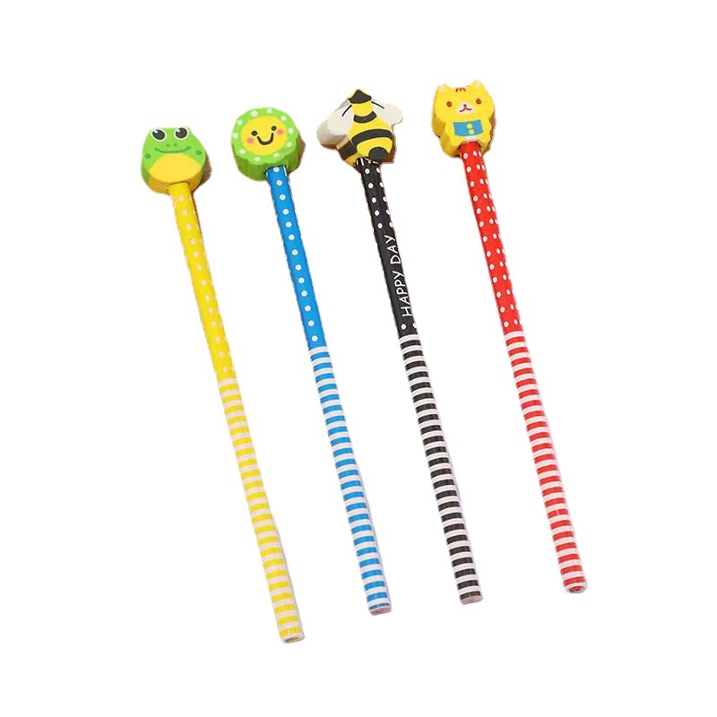 Wholesale children's cartoon Christmas cute pencil school supplies student kindergarten prizes HB stationery with eraser