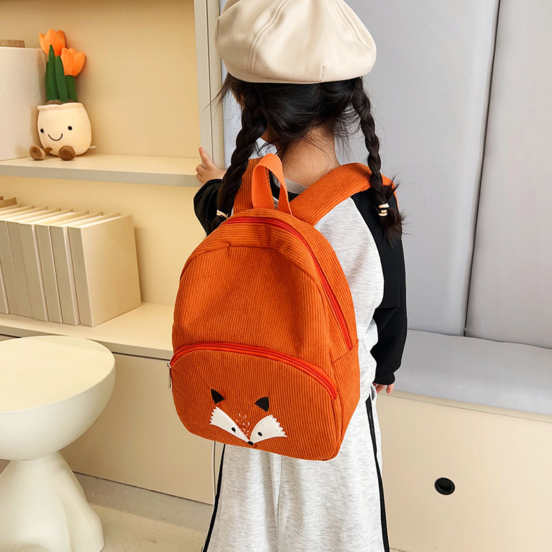 Customized Export Personalized Embroidery Cute Bear Backpack Corduroy Student School Bag Large Capacity Backpack Cartoon