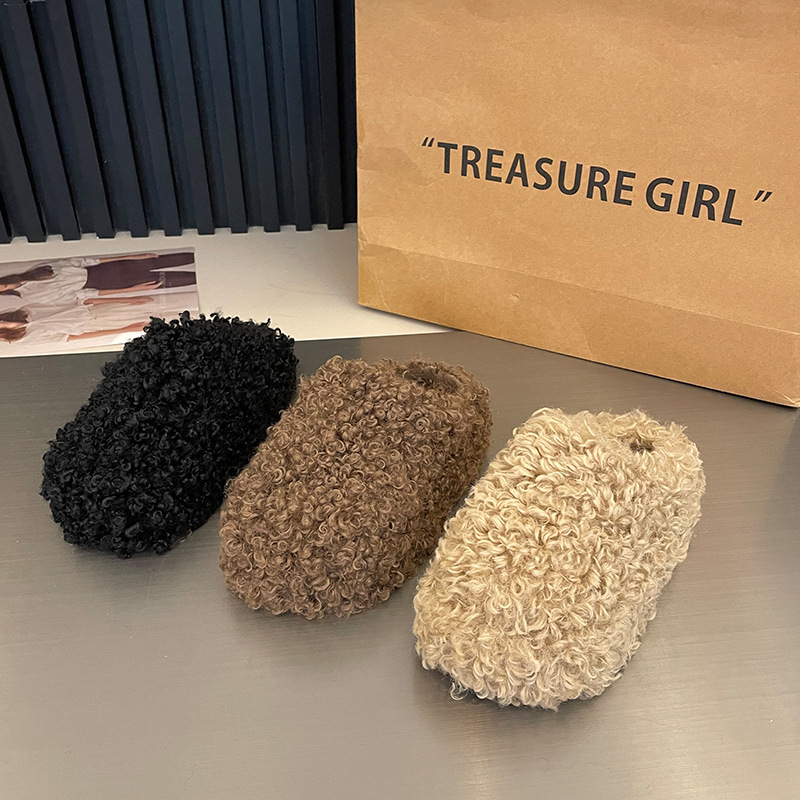 Толстые пушистые тапочки больших размеров для женщин, осень и зима 2025, новый корейский стиль