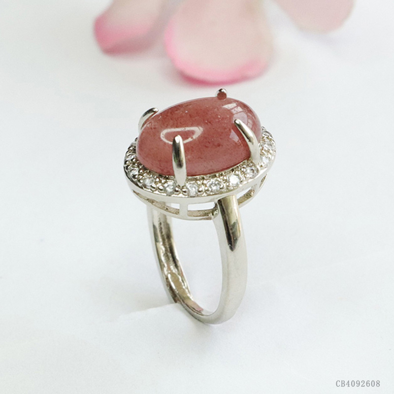 Juyu natural crystal ring strawberry crystal living mouth adjustment ring caibao jewelry wholesale generation CB4092608