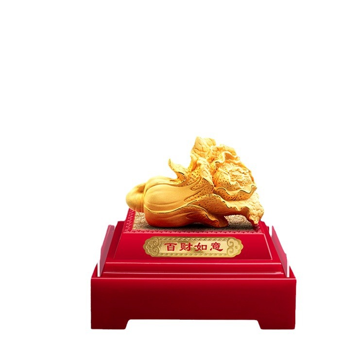 Cashmere Sha Gold Baicai Ruyi Three-Piece Decoration Insurance Company Living Room Decorations Gift Cabbage Opening Crafts
