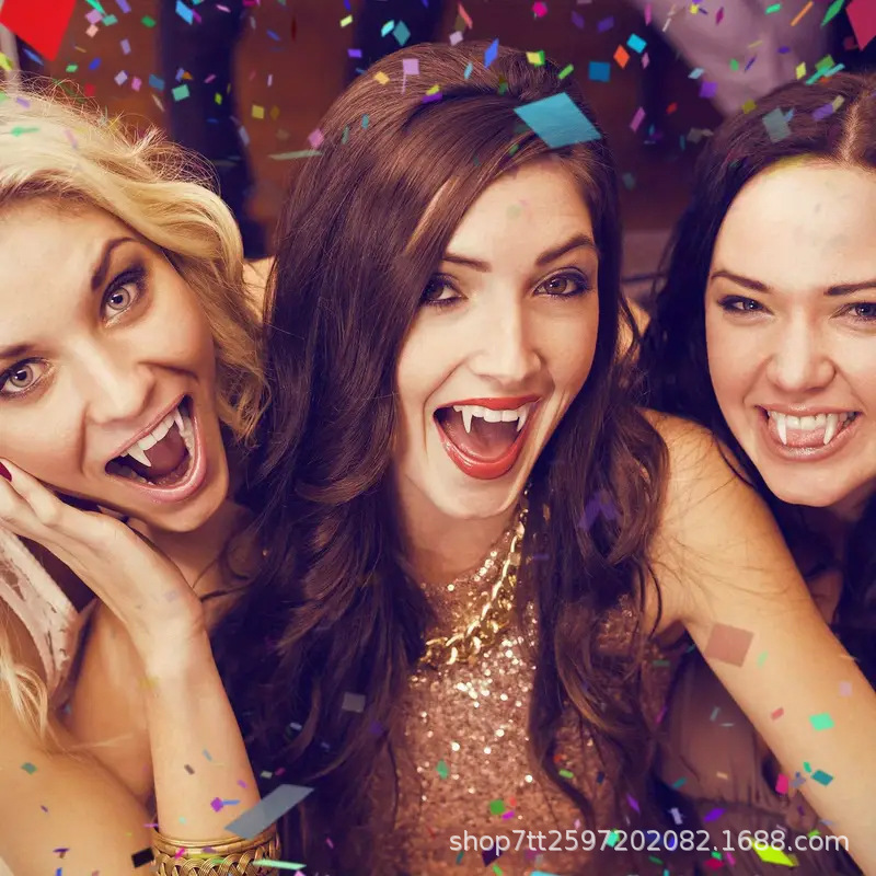 Masquerade ball trick props resin tiger tooth Halloween vampire zombie false teeth simulation teeth props wholesale