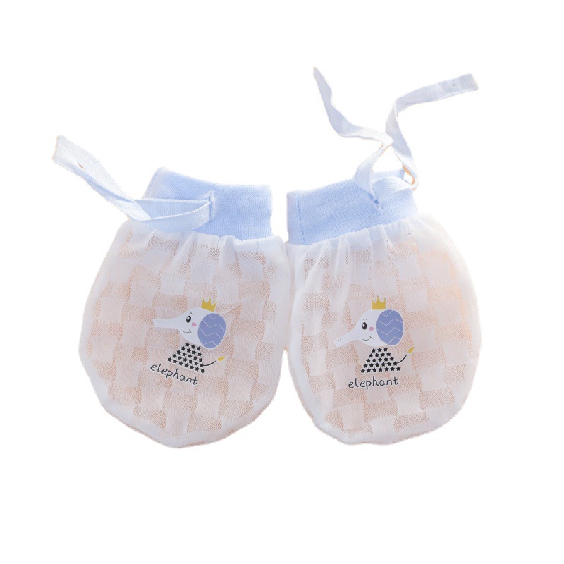 Baby Anti-scratch Ice Silk Gloves Drawstring Lace-up Baby Adjustable High Elastic Gloves Newborn Gloves Summer