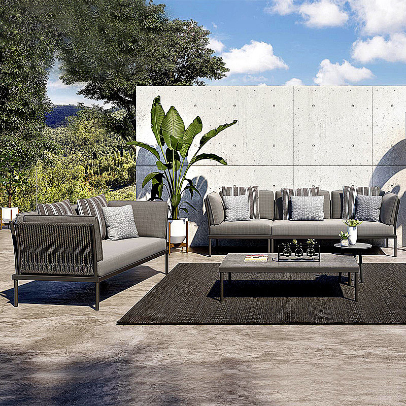 Outdoor Rope Woven Sofa Hotel House Courtyard Resort Farmhouse Waterproof Sunscreen Classy Leisure Furniture Combination