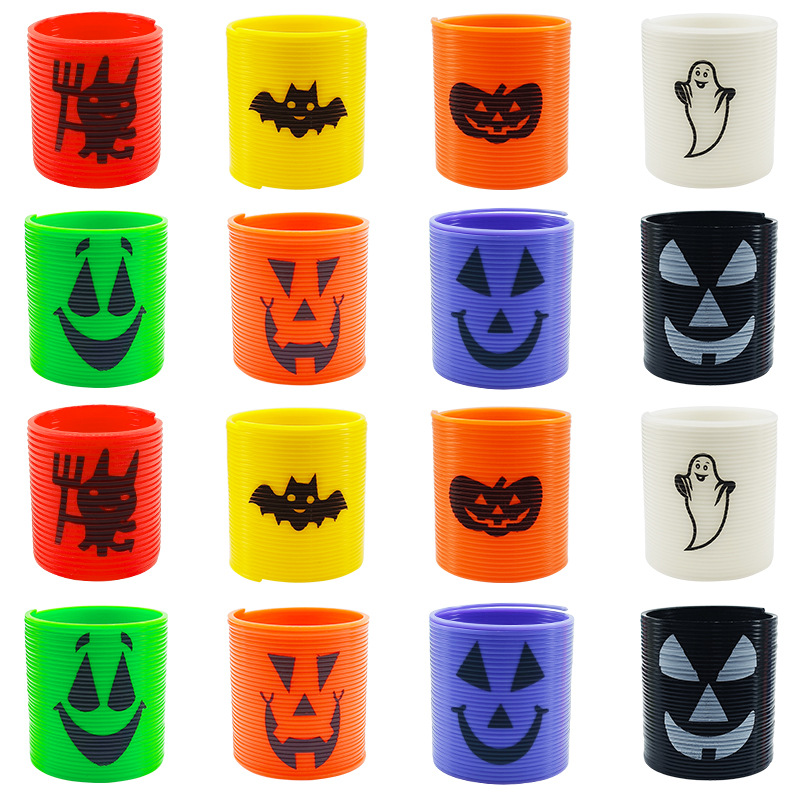 Cross-border Halloween plastic spring ring science and education fun stacking mini rainbow ring stall toys wholesale
