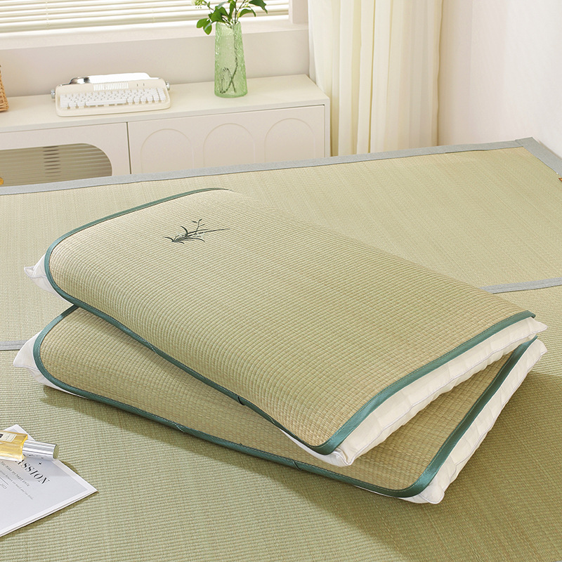 Summer Natural Grass Mat Pillow Slice Rush Mat Pillow Case Adult Bluegrass Pillow Mat Children Single Summer Pillow Mat