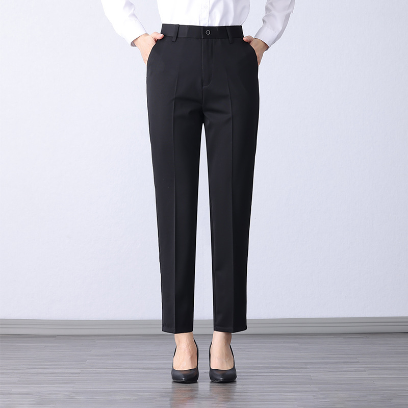 Western Trousers Women's Professional Pants Summer Thin Trousers Stretch Straight-tube Draping Slim-fit High-waist Slim-fit Western Pants Women's