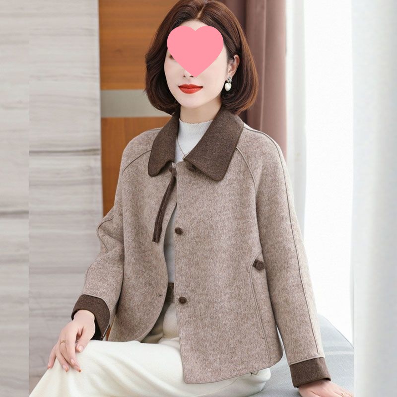 Mom's Chinese Style Autumn Style Jacket Short Style Middle-Aged and Elderly New Fashion Tops Women's Double-Sided