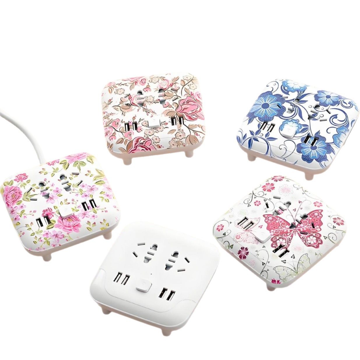 Travel Adapter with Creative Painted Design, Suitable for Dormitory Students, Office Use, Convenient for Processing and Printing, Creative Painted Design