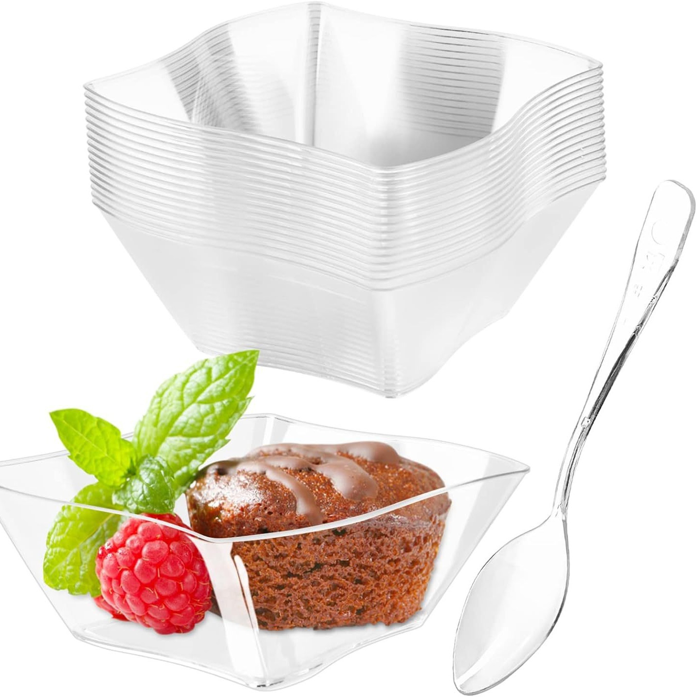 Одноразовая десертная тарелка из жесткого пластика, прозрачная, для соуса