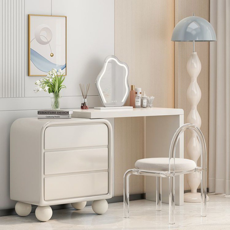 Simple Cream Style Solid Wood Dressing Table Home Integrated Storage Cabinet Small Apartment Bedroom Internet Celebrity French Dressing Table