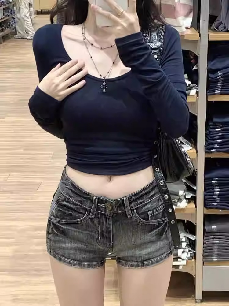 American Style Hot Girl High Waist Shorts 2025 Summer New Style Design Sense Sexy Hip Slimming Denim Super Shorts Women