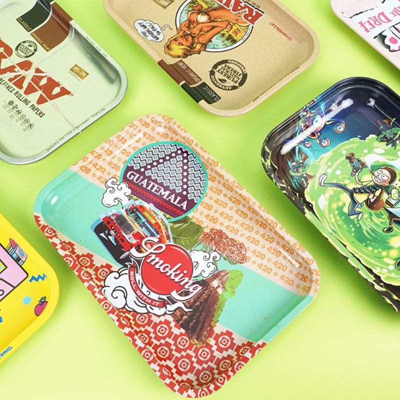 Customized Metal Cigarette Trays, Tinplate Trays, Thickened Storage Trays, Large and Small Patterned Metal Trays, Operation Iron Trays