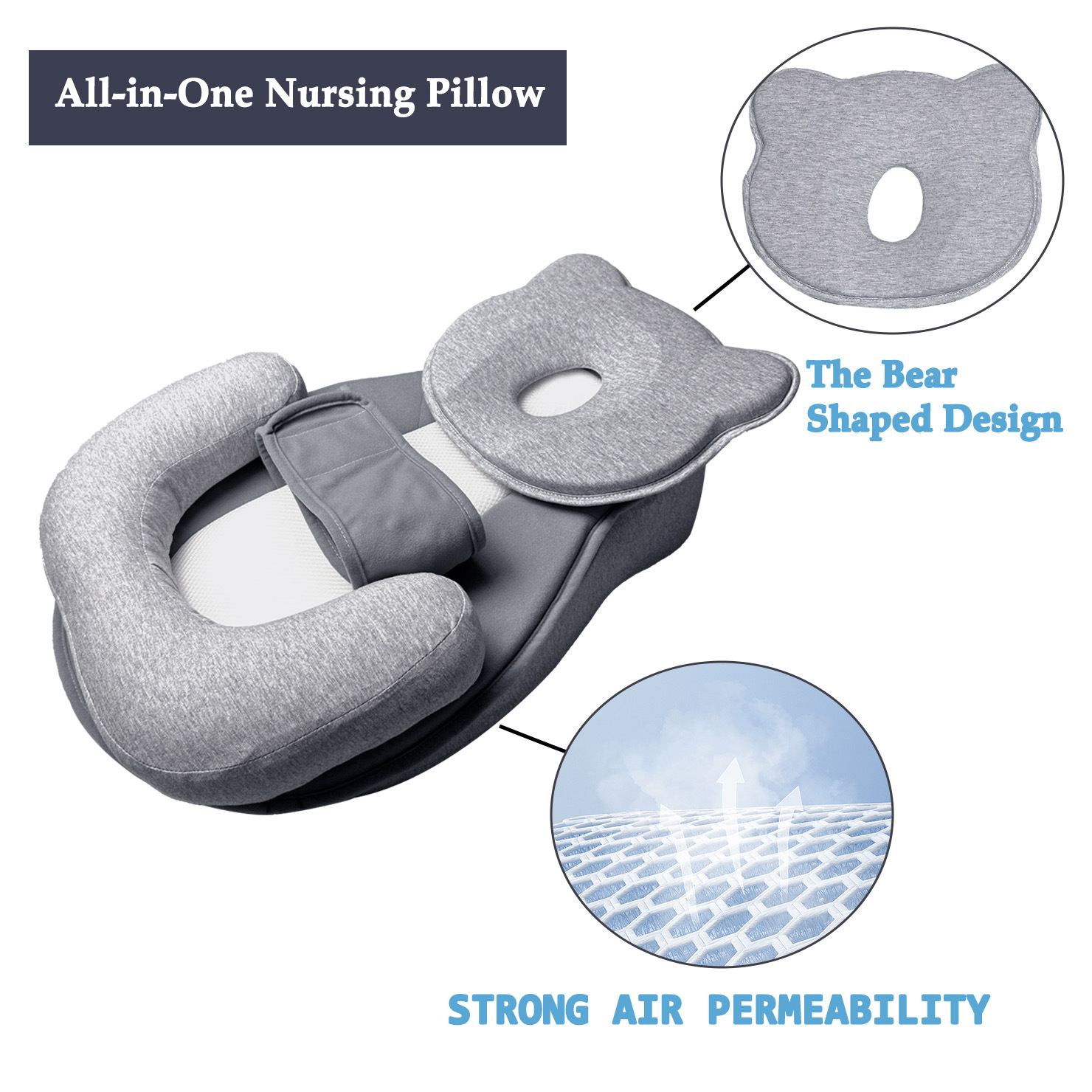 Anti-Spill Milk Choking Pillow, Baby Feeding Artifact, Nursing Pillow, Reclining Feeding Slope Pad for Infants, Anti-Vomiting Slope Pillow