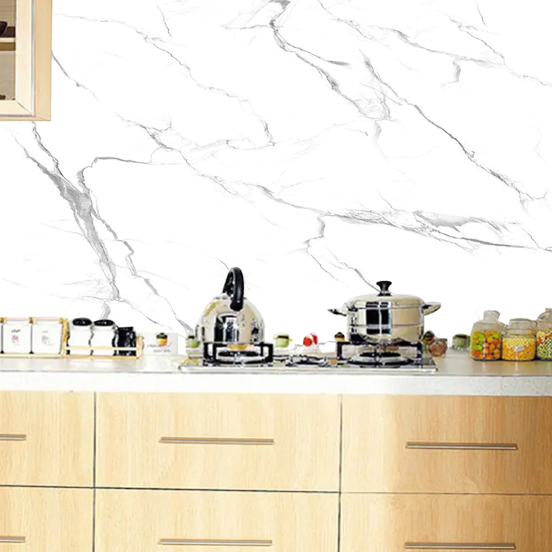 Imitation marble refurbished stickers tile self-adhesive wallpaper kitchen oil-proof stickers desktop wallpaper cross-border wholesale
