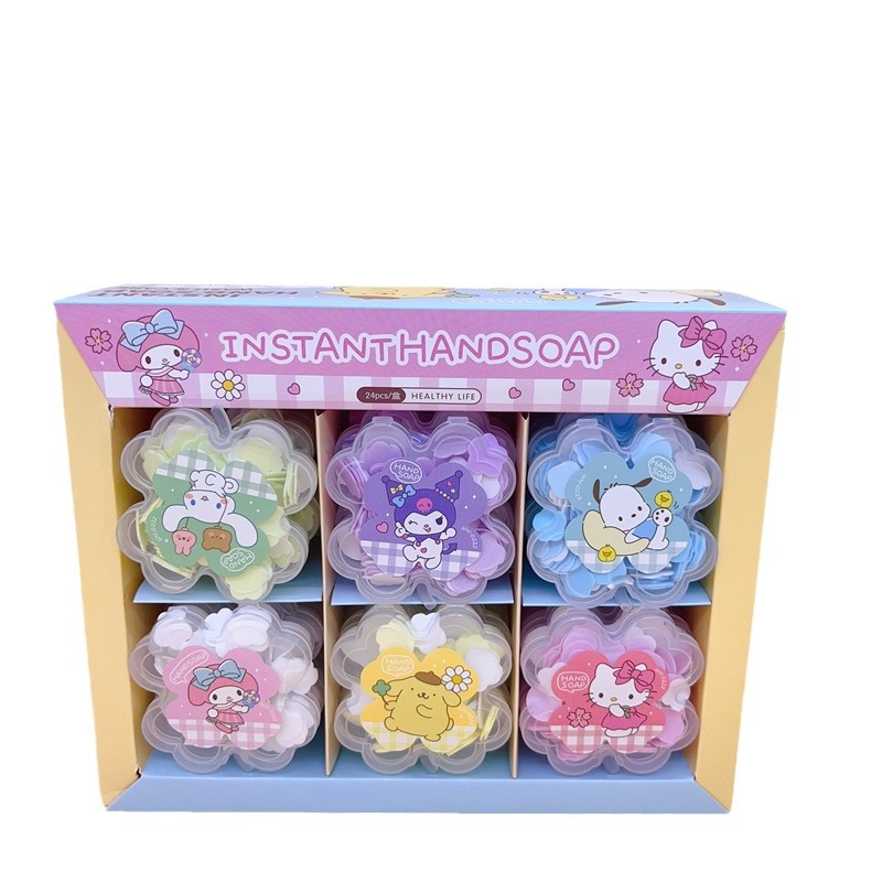 Cute Four-Leaf Clover Shaped Soap Tablets for Kidsren Disposable Hand Washing Tablets Portable Soap Paper Antibacterial Cleaning Tablets Batch
