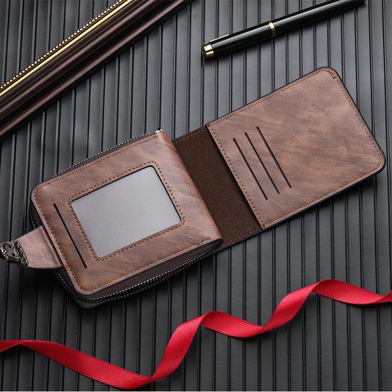 2025 Hot Selling New Men's Short Business Zipper Wallet with Multiple Card Slots and Large Capacity Card Holder