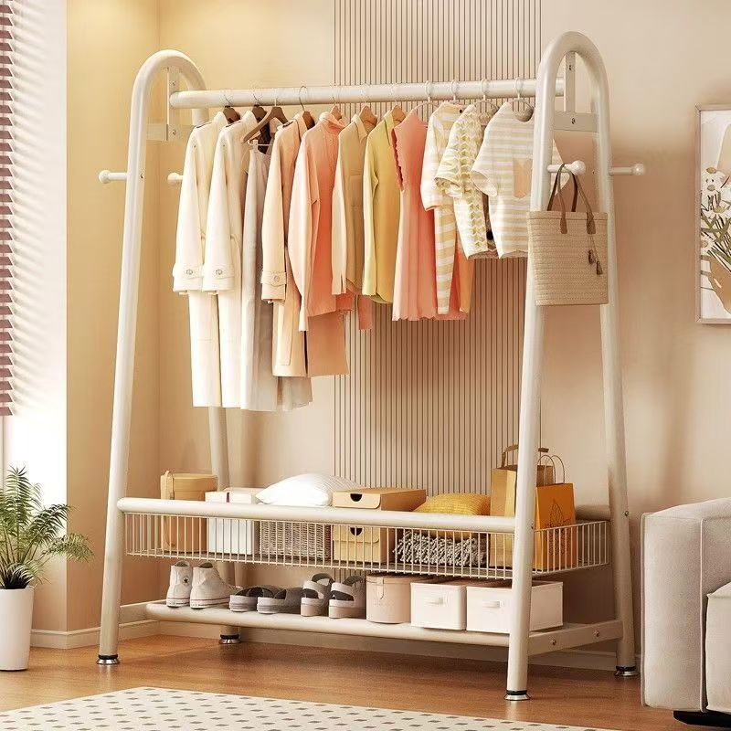 Clothes Drying Rack Floor-Standing Foldableing Household Clothes Drying Rack Balcony Bedroom Clothes Rack Simple Indoor Single-Pole Coat Rack