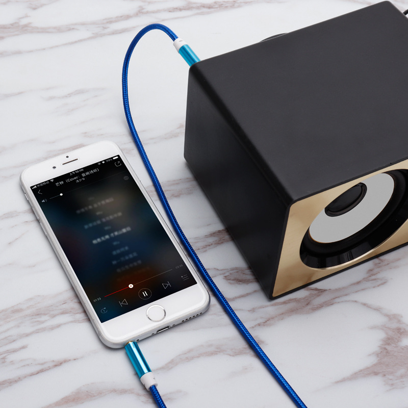 Aux Braided Audio Cable Car-Mounted 3.5mm Male-To-Male Audio Cable Mobile Phone Speaker Headphone Audio Cable Factory Direct Sales