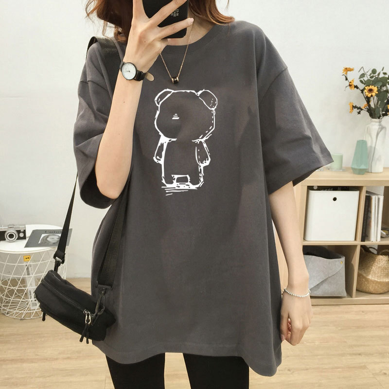 Maternity Breastfeeding T-shirt Women's Short-sleeved Mid-length Top Loose plus size Summer Breastfeeding Base Shirt for Women