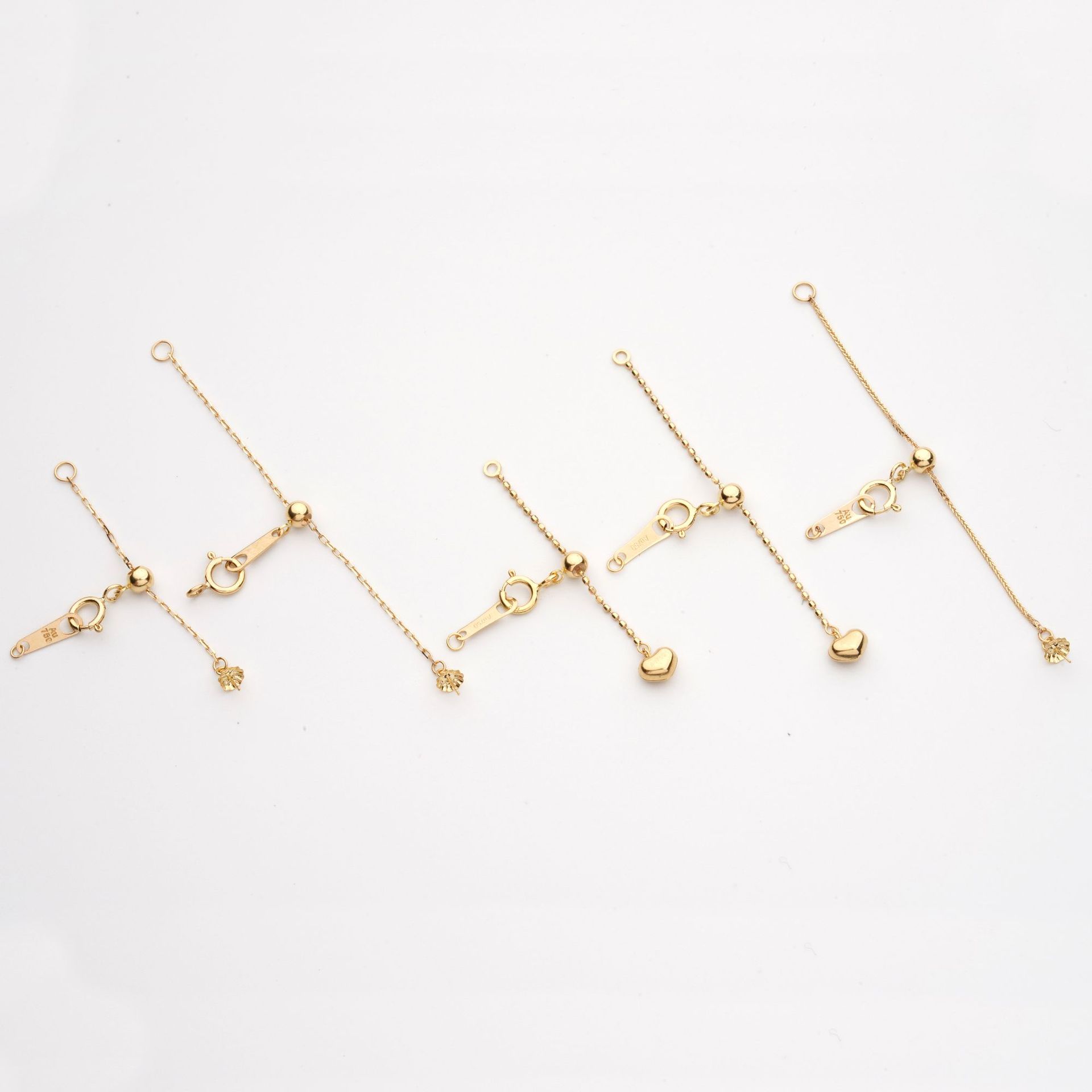 18K Gold Heart Extension Chain Tail Chain Multifunctional Bean Pearl Adjustable Chain DIY Necklace Bracelet Anklet Combination