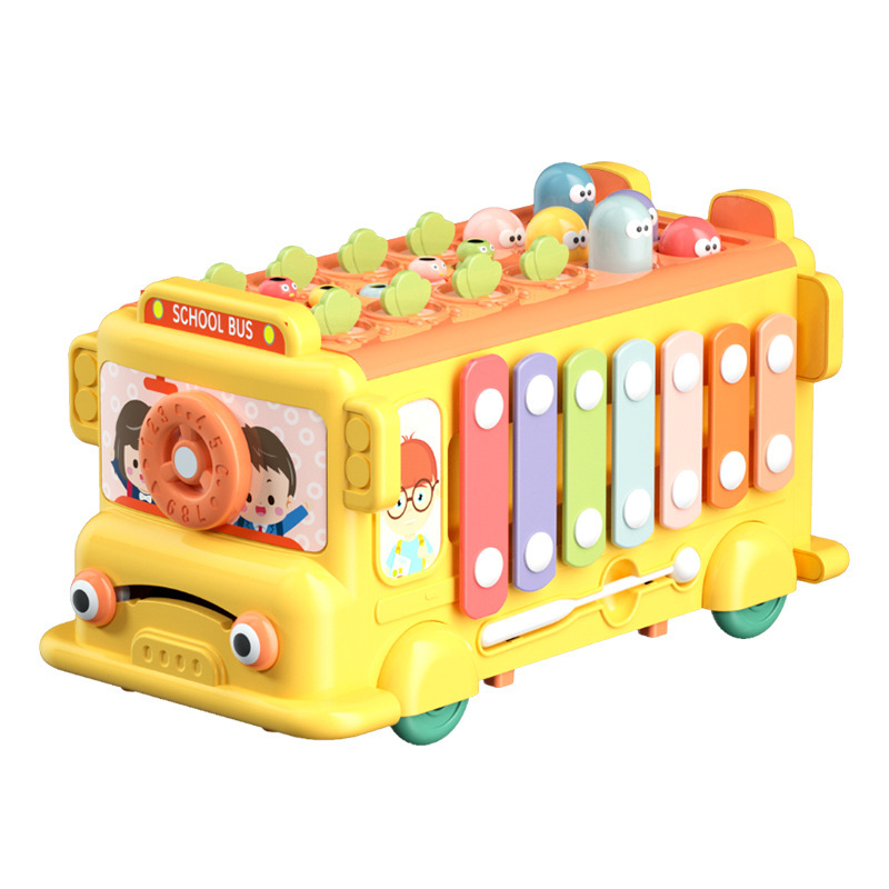 Infants and Toddlers 0-1 Early Education Educational Multi-Functional Hand Fine Movement Knocking Carrot Six-Sided Bus Toy 2