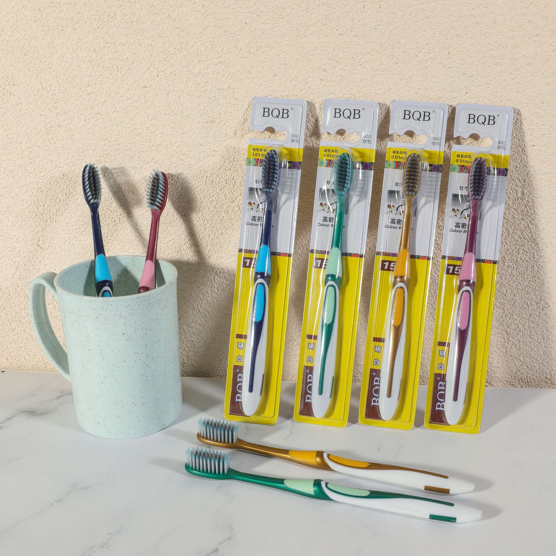 BQB genuine high-grade independent packaging adult soft hair big head toothbrush bamboo charcoal hard hair toothbrush soft hair wholesale manufacturers