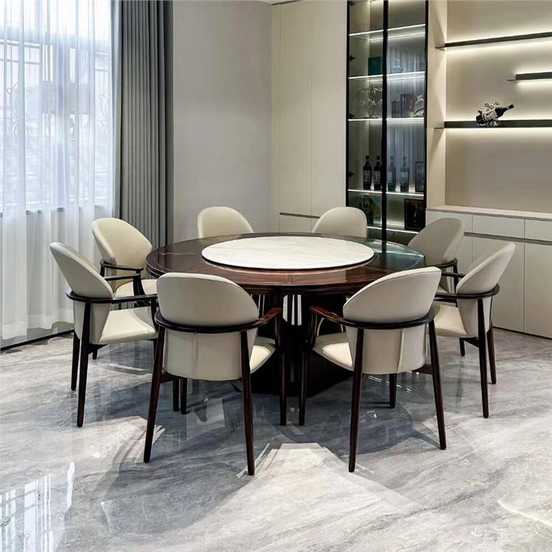 Дизайнерский Новый Китайский Стиль Эбеновое Дерево Стол и Стулья для Больших Семей Круглый Стол Современный Вилла