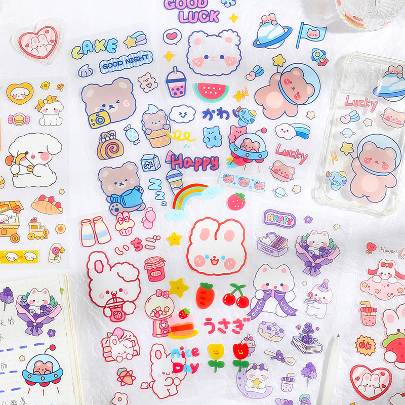 Cartoon Pet Animal Stickers Handbook Card Material Kidsren's DIY Decoration Water Cup Stickers Cute Handbook Stickers Customization