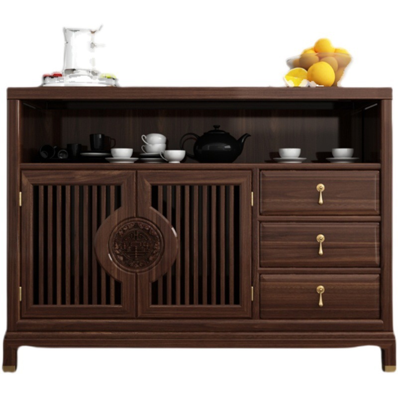 New Chinese Style Solid Wood Modern Light Luxury Sideboard Living Room Storage Cabinet High-End Ebony Wood Restaurant Wine Cabinet Tea Cabinet