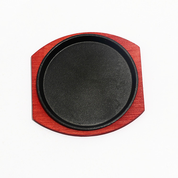 Teppanyaki Iron Plate Commercial Cast Iron Grill Plate Barbecue Fried Fish Plate Rectangular Iron Plate Round Steak Plate