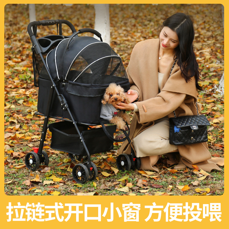 Pet Cart Dog Going Out Lightweight Foldable Separate Dog Walking Cart Cat Bag Hand Push Dog Pull Cart
