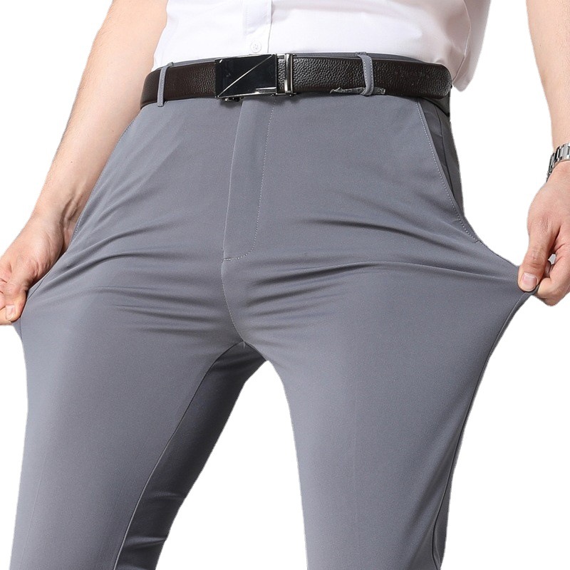 Spring and Summer Thin Men's Pants Business Casual Pants Ice Silk Stretch Men's Pants Loose Straight Pants Men's Pants