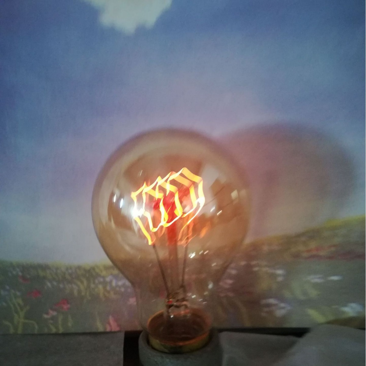 лампа Эдисона винтажная углеродная нить A19 четыре кольца