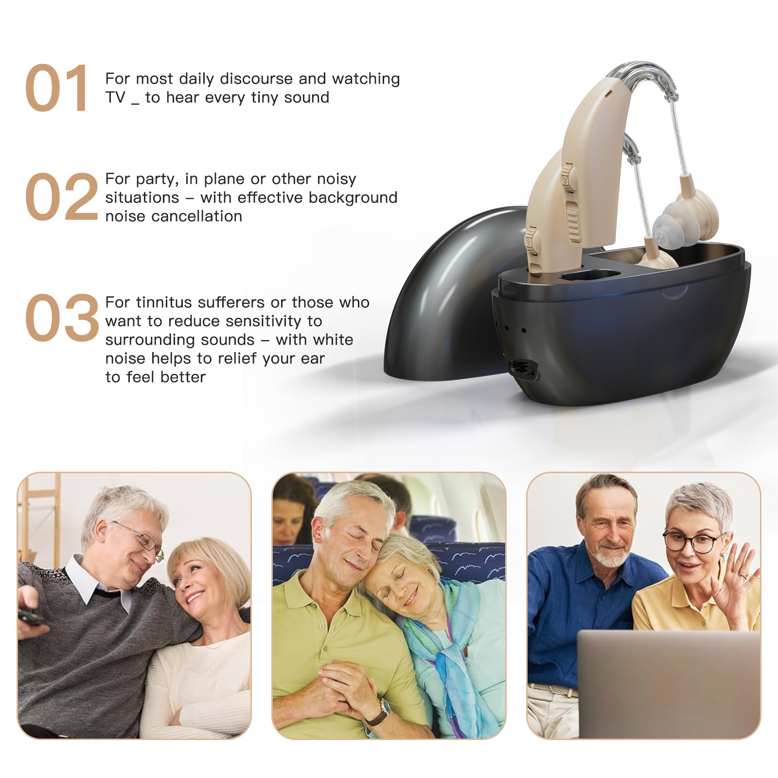 Cross-Border Factory Direct Sales Rechargeable Hearing Aid Sound Amplifier with Clear Voice and Fda Certification