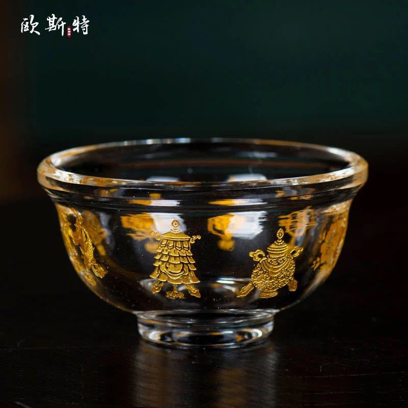 Xizang Buddha Eight Supplies Cup Eight Auspicious Water Supplies Cup Zhai Tian Bowl Water Supplies Bowl Eight Crystal Buddha Sacred Water Cup