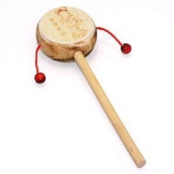 Baby Rattle Small Log Handle Jialang Drum Shaker Newborn Kidsren Wooden Toy Hand Drum