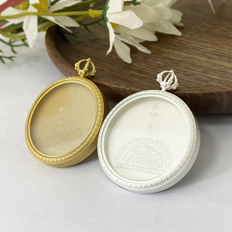 New Xizang Round Thangka Box Gawu Box Multi-size Photo Frame Buddha Brand Travel Memorial Pendant Titanium Steel Factory Wholesale