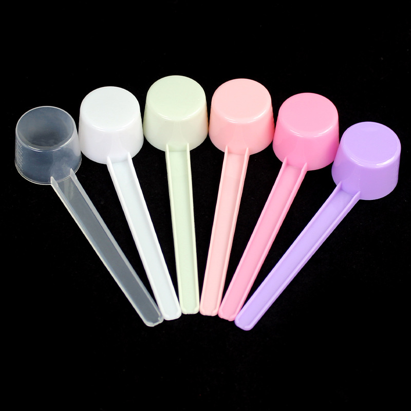 5g plastic measuring spoon pink white transparent 5G flat bottom spoon powder liquid measuring spoon mask spoon with scale