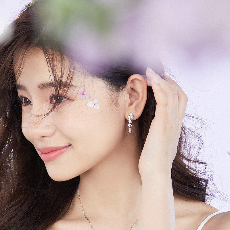 wisteria flower series ladies earrings fashion personality simple light luxury jewelry girlfriend gift factory direct sales