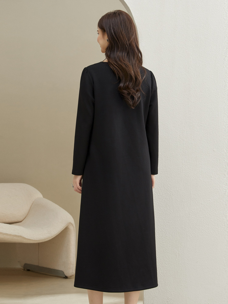 [Soft and Waxy French Air Layer Draped U-Neck Dress] Slim and Beautiful Plus Size Women's Clothing Fat mm 2024 Winter New Style