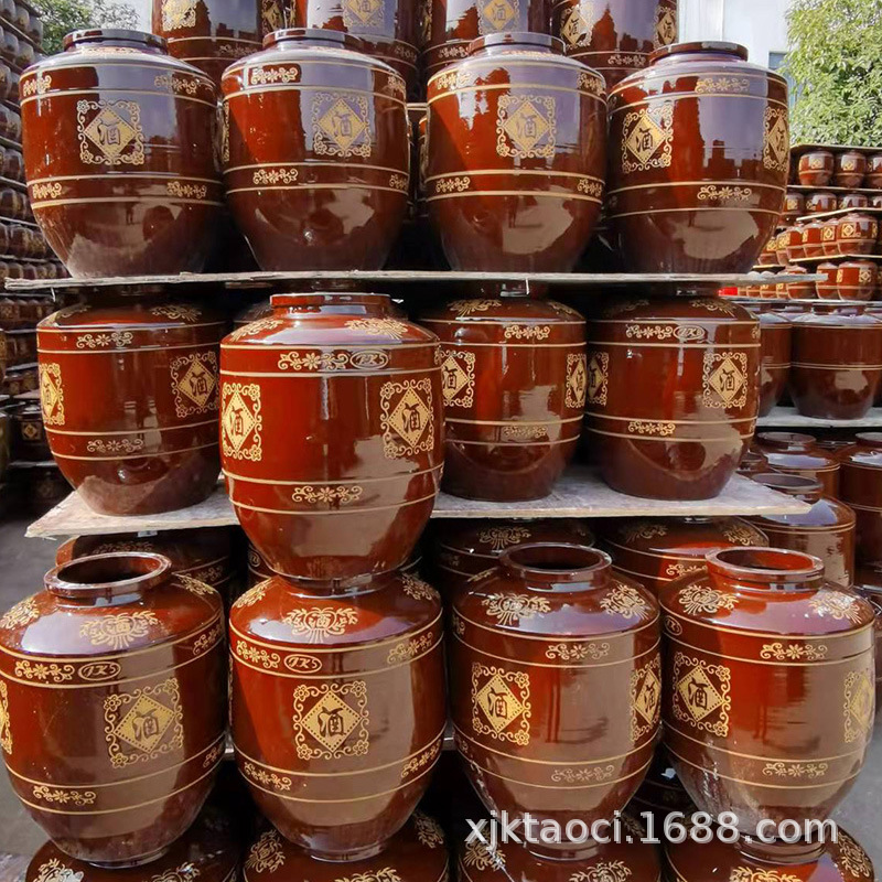 Thickened clay pottery wine jar 50kg 100 KG 200kg red glazed ceramic wine jar household sealed cellar wine jar