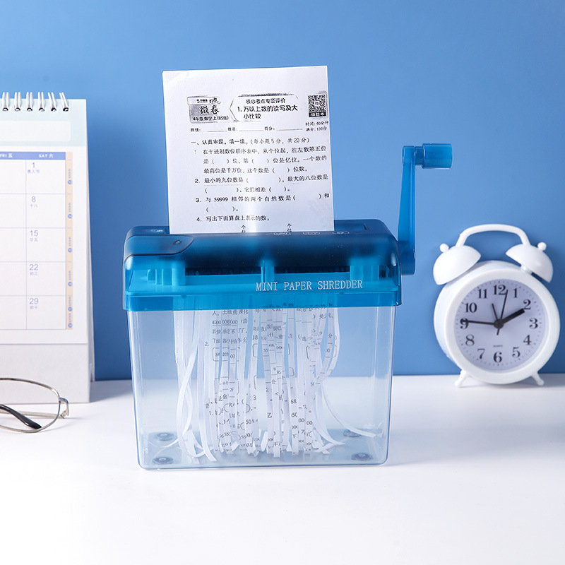 Cross-Border Hot-Selling Paper Shredder Office Home Mini Manual Paper Shredder Desktop Hand-Cranked Document Shredder