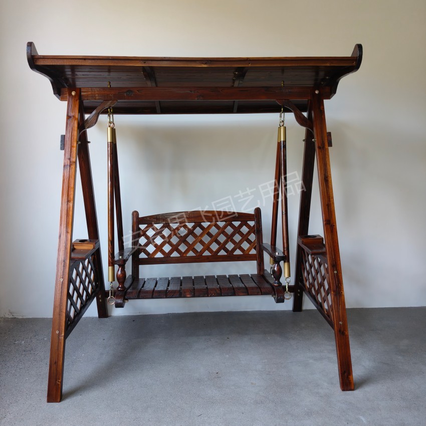 Angie Sifei North America Outdoor Courtyard Solid Wood Ceiling Swing Double Hanging Chair Wooden Swing Hanging Basket