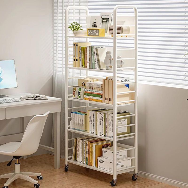 Mobile Cart Storage Rack with Wheels Iron Shelf Storage Desk Home Bookcase Bookshelf Floor Storage Rack