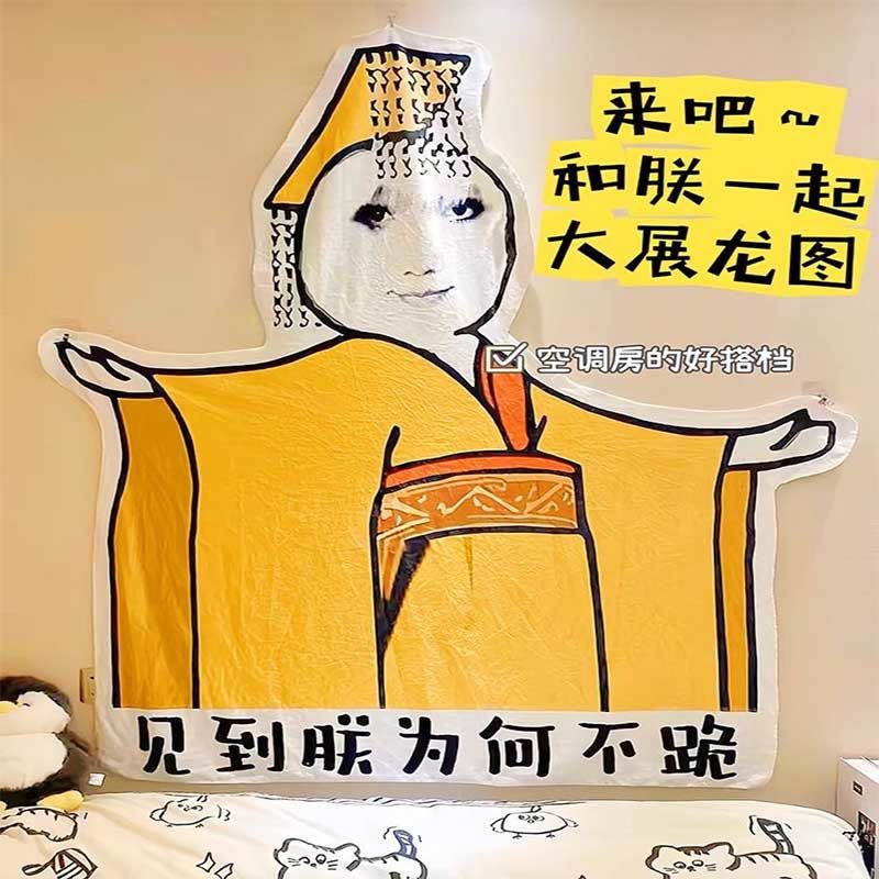 Funny blanket dormitory gift flannel lunch break funny blanket emperor see me why not kneel blanket